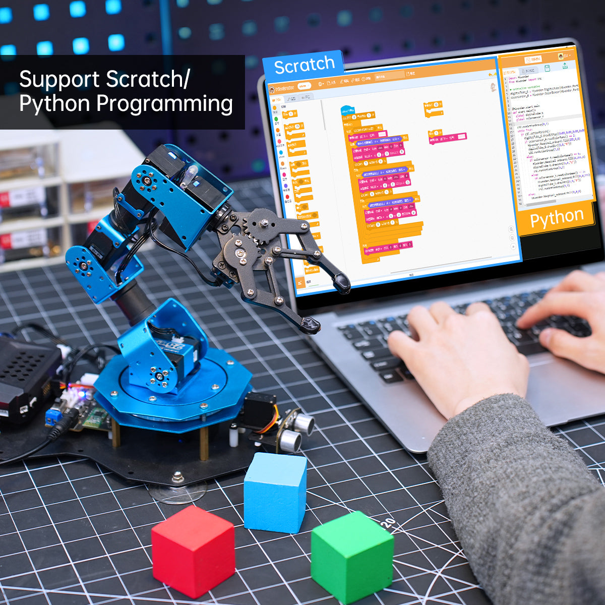 xArm 2.0: Hiwonder New Intelligent Robotic Arm Support Scratch & Python Assemble Programmable Robotic Kit xArm 2.0: Hiwonder New Intelligent Robotic Arm Support Scratch & Python Assemble Programmable Robotic Kit